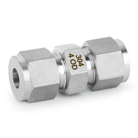 TAISHER 304 stainless steel compression tube fittings, 4mm OD x 4mm OD straight adapters, 3 pcs