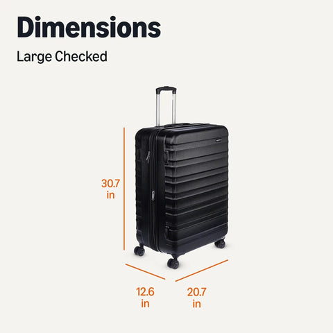 Big 30 Inch Hardside Checked Luggage With Four Spinner Wheels Scratch Resistant Shell Expandable Up To 15 Percent dimensions