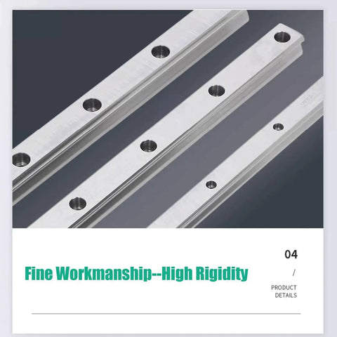 Close-up of 9mm LML9B Miniature Linear Rail With Bearing Steel Rail Block, showcasing high rigidity and fine workmanship