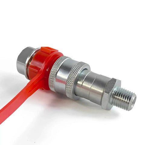 Pro Grade One Quarter Inch NPT High Pressure Hydraulic Quick Coupler Set For Ten Thousand PSI Systems With Ball Valve close-up