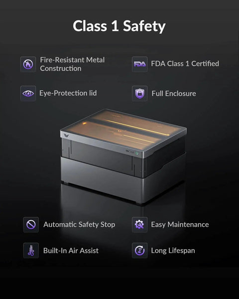 Powerful 45W Desktop Laser Engraver And Cutter With Rotary Pro Auto Lifting And HD Camera, showing full enclosure and safety features.