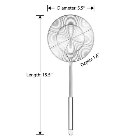 Solid Stainless Steel Spider Strainer Skimmer Ladle For Cooking And Frying, Wire Pasta Spoon For Boiling, 5.4 Inch Diameter