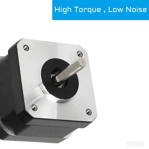 Nema 17 Stepper Motor 33mm Body, 1.5A, 29Ncm Holding Torque, close-up of front with visible shaft, ideal for CNC and 3D printers