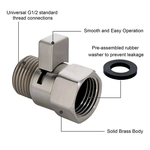 Shower Flow Control Valve With Brass Body And Handle Lever For Adjustable Water Volume And Brushed Nickel Finish