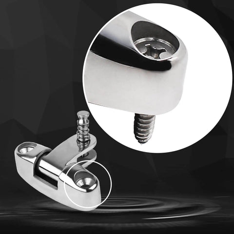 Beefy 316 Stainless Steel Bimini Top Swivel Deck Hinge with Removable Pin, side view showing screw detail for boats