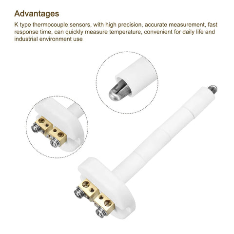 K-type ceramic kiln thermocouple sensor, 3.2x100mm, white ceramic sheath with brass terminal block, Amazon
