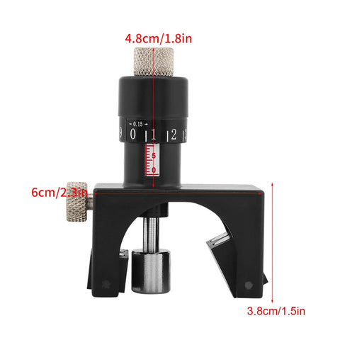 Side view of Pro Grade Magnetic Planer Blade Setter Kit, 2 Pack Adjustable Jigs For Woodworking with measurements and black finish.