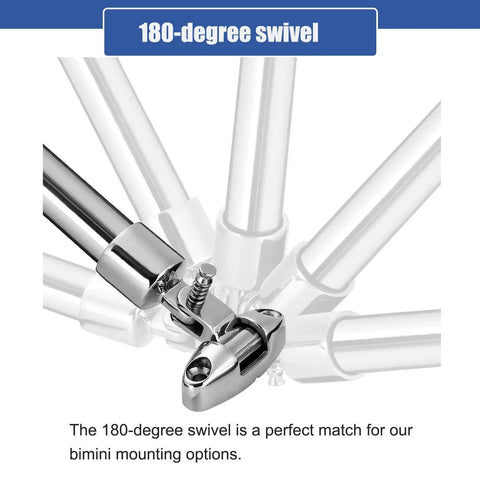 Boat Bimini Top Swivel Deck Hinge With Removable Pin, 180 Degree Adjustable, Solid 316 Stainless Steel Marine Hardware