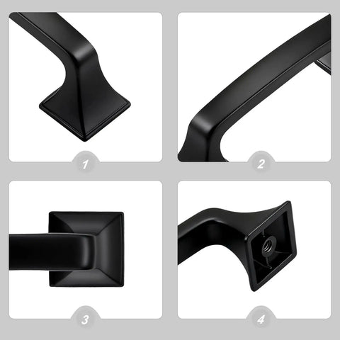 Matte Black Cabinet Pulls 76mm Hole Centers 3 Inch 10 Pack Solid Zinc Alloy Handles different angle views