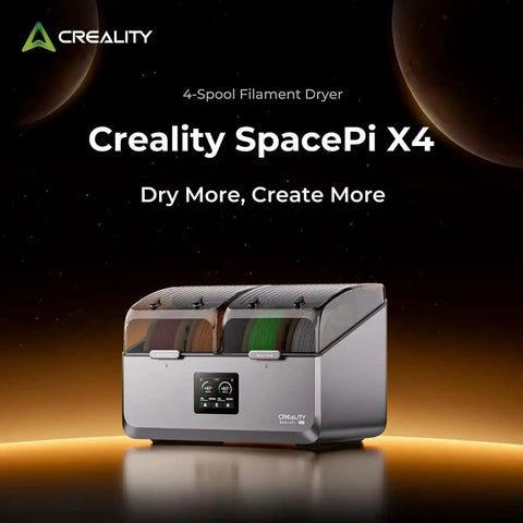 X4 Filament Dryer Box for 3D Printers with dual heating chambers displaying four spools