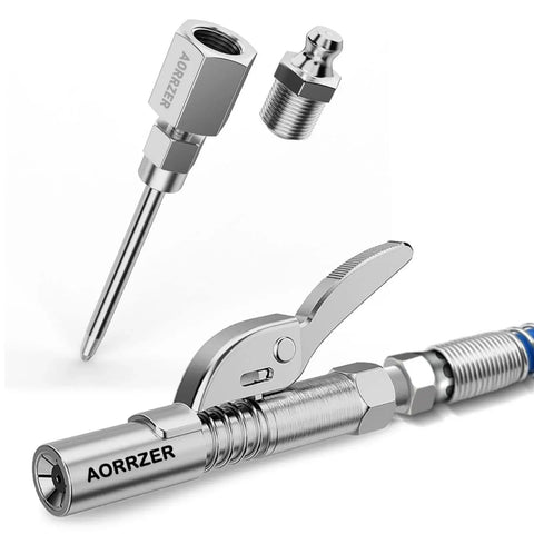 Versatile Grease Gun Needle Tip And Coupler Set For Deep Lubrication And Narrow Access, Includes Zerk Fittings