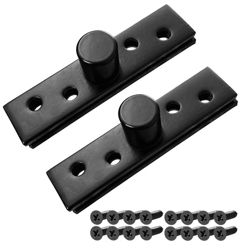 360 Degree Hidden Door Pivot Hinge For Cabinets And Cupboards, 2.9 Inch Stainless Steel Black, 2 Pack, with screws visible