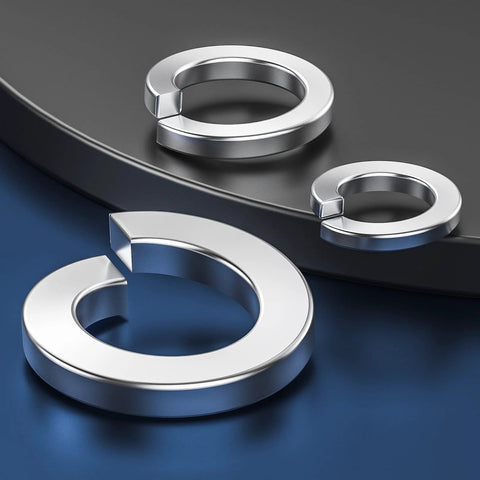 Wensilon split lock washer set in stainless steel, three washers in sizes #4-#12 and 1/4-1/2 in.