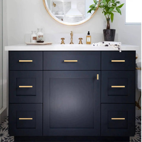 Vanity with 12 Pack 4 Inch Champagne Bronze Cabinet Pulls Set for Kitchen Cabinets and Cupboards Zinc Alloy Drawer Handles CK0015