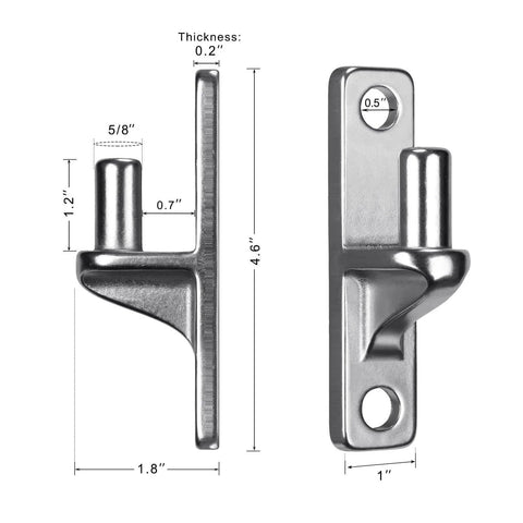 304 Stainless Steel Heavy Duty Gate Hinges 4 Pack, One-Piece Non-Welded Wall Mount With 5/8 Inch Pin, front and side view
