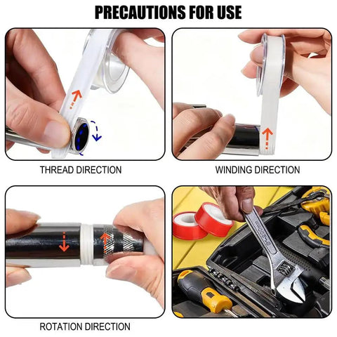 Instructions for using 4 Rolls Of 1/2 Inch By 32.8 Ft White Plumbers Tape For Pipe Thread Sealing And Leak Prevention In Home Plumbing