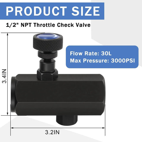 Two Pack KC 04 Hydraulic Flow Control Valve One Half Inch NPT Check Valve 3000 PSI Carbon Steel for Water Oil Gas Applications