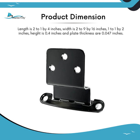 Marine City 304 stainless steel semi-concealed hinge in black finish for cabinets and hatches
