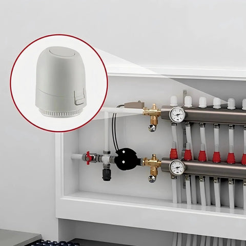 2W Normally Closed 24V Electric Thermal Actuator For Underfloor Heating Systems IP54 Waterproof Thermostat Valve