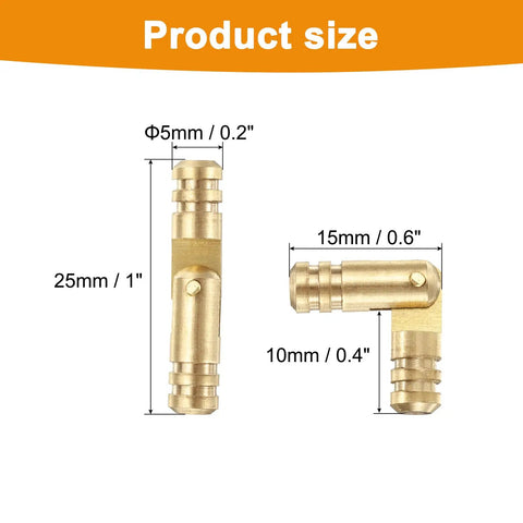 Product size of 20Pcs Brass Hidden Barrel Hinges 5x25mm Concealed Hinges For Jewelry Boxes, Music Boxes, Small Woodworking Projects, Gold Finish