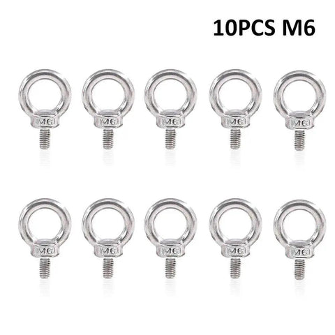 Image of 10 M6 Heavy Duty Lifting Eye Bolt Workhorse For Industrial Rigging In 304 Stainless Steel Shoulder Ring Eyebolt