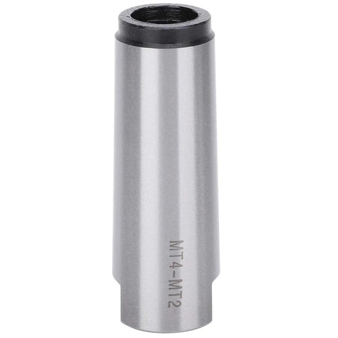 Morse taper drill sleeve MT4–MT2 adapter for lathe milling, metal cylindrical with bore (front view)