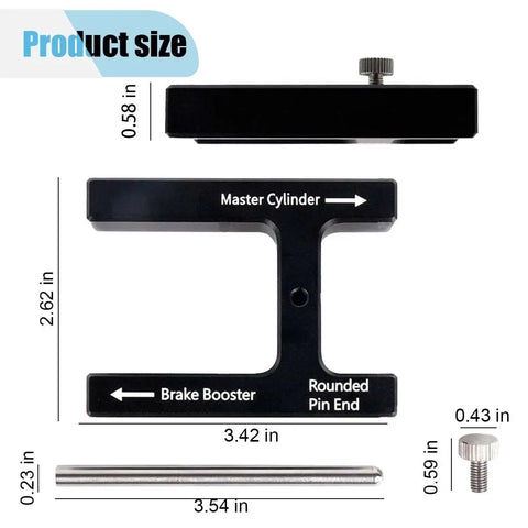 Front view of Amazon brake booster push-rod adjustment tool with magnet; black T-style gauge.