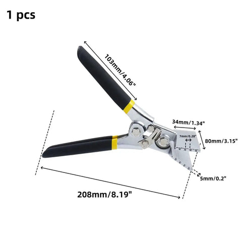 3 Inch Sheet Metal Hand Seamer With Straight Head Steel Bender for bending and flattening metal, dimensions labeled