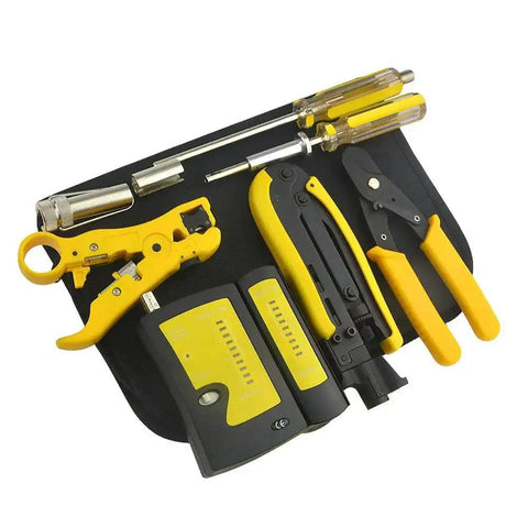 Multifunction Coax Cable Crimping Tool Kit With Stripper And Tester For RG6 RG59 RG11 Coax Cables, Pro Grade Steel, on black case
