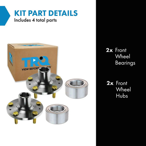 Front Wheel Bearing And Hub Kit For 2002 To 2006 Acura RSX And 2004 To 2005 Honda Civic Includes Two Front Bearings And Two Front Hubs OE Grade Replacement With Easy Install And Ready To Roll Vehicle Compatibility, showing two bearings and two hubs with packaging