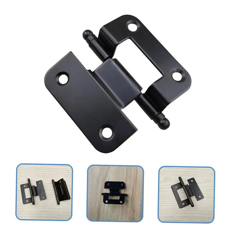 10 Pack Self Closing Cabinet Hinges For Kitchen Bathroom And Wardrobe With Flush Design, black hinge front and side views