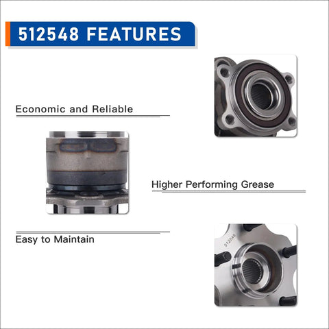 Rear Wheel Hub Bearing Assembly 512548 Drop-In Replacement For 2013 Infiniti JX35 2014-2020 Infiniti QX60 features and details