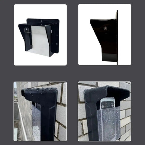 Rainproof Acrylic Enclosure Cover For Access Control Keypad With Clear Panel Rain Guard installed on brick wall