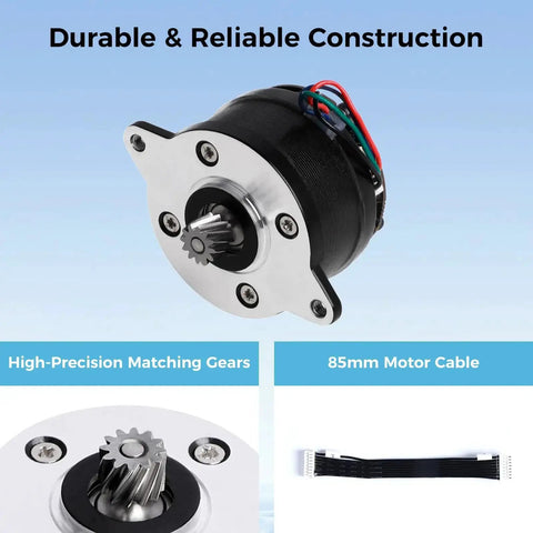 K2 Plus Extruder Motor Replacement For 3D Printer Dope Performance, showing 12 teeth gear, durable design and 85mm motor cable
