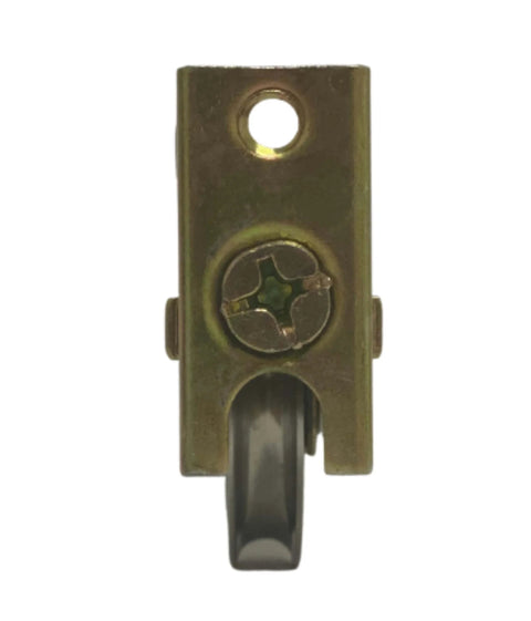 Sliding Glass Door Tandem Roller Replacement Kit With Precision Bearing Stainless Steel Wheels For Ultra Smooth Glide Three And One Eighth Inches Long By One And One Half Inches High Beefed Up Heavy Duty Patio Door Roller System For Seamless Sliding, top view showing bearing and wheel.