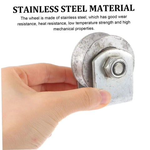 Hand holding Heavy Duty V Groove Wheel Pulley Caster For Sliding Gates And Garage Doors With Cast Iron Wheel And Rigid Bracket
