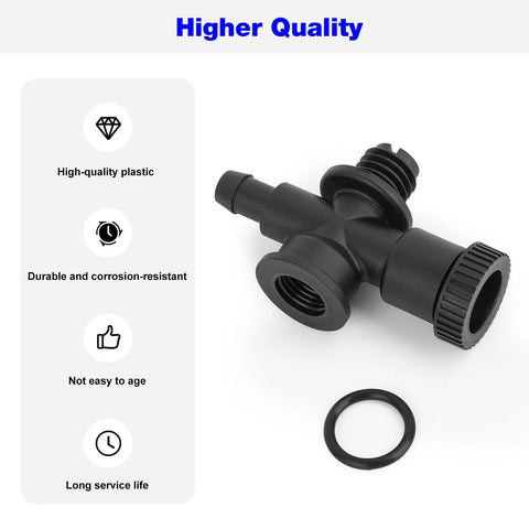 Black plastic pool filter air relief valve assembly with threaded fittings and an O-ring
