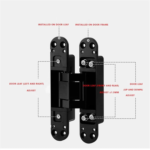 Two Pack Three Dimensional Adjustable Invisible Hinge For Hidden Folding Doors 180 Degree Cross Hinge Concealed Inner Opening No Visible Hardware Wood Door Hardware Silver