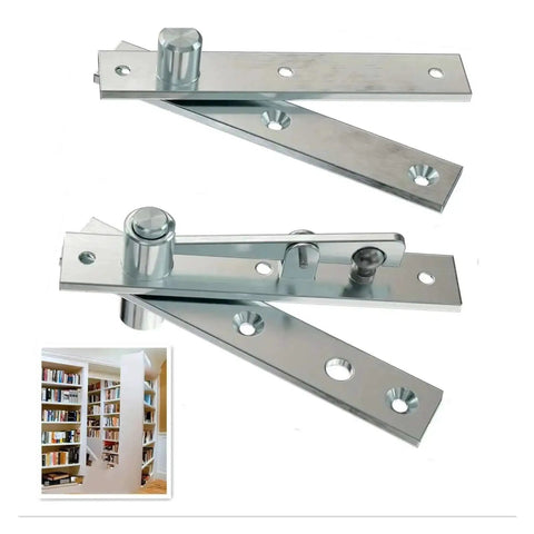 Heavy Duty Pivot Door Hinge Set, Stainless Steel Hidden Door Hinges for Bookshelf Doors, Invisible Pivot Hardware, 360 Degree Rotation