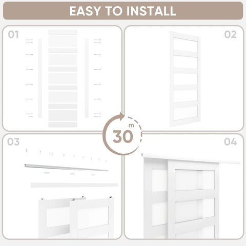 Sliding Closet Door 60 Inch Wide Double 31 Inch Panels By 80 Inch High Frosted Glass Bypass No Fuss Hardware Kit installation steps