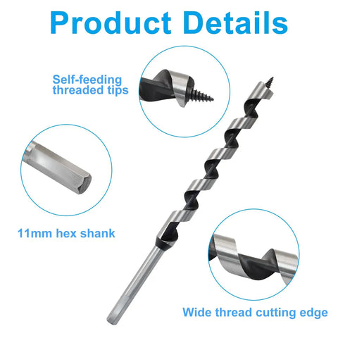 Three Quarter Inch Wood Auger Drill Bit With Twelve Inch Length And Hex Shank For Soft And Hard Wood Carbon Steel Construction Job Site Ready For Tree Stumps Plastic And Drywall 20 Mm By 300 Mm
