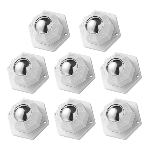 Self Adhesive Mini Caster Wheels For Small Kitchen Appliances And Countertop Items, 360 Degree Swivel ABS Wheels, White, 8 Pack