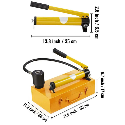 Heavy Duty 15 Ton Hydraulic Knockout Punch Kit With Conduit Hole Cutter Set on metal carrying case