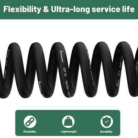 Beitopamz black garden hose, 5 ft x 5/8 in, coiled rubber-hybrid hose for lawn and patio