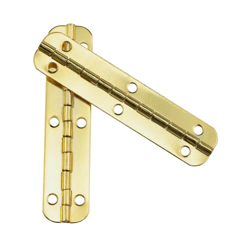 Six Pack 180 Degree Gold Rounded Corner Piano Hinges for Wooden Boxes and Small Cabinets With Screws Ideal Miniature Hinges