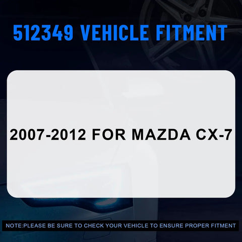 Wheel Hub And Bearing Assembly For Mazda CX7 2007 To 2012 Rear Left Or Right 5 Lug With ABS FWD Compatible OE Style Replacement Easy Install Hub Bearing Set fitment chart showing 2007-2012 Mazda CX-7 compatibility.
