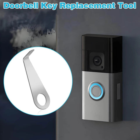 Two Pack Must Have Doorbell Key Replacement Tools For Ring Video Doorbell 2024 Release Easy Battery Swap And Secure Opening Kit Stainless Steel Screwdriver Tool Set For Quick Install Maintenance And Safe Accessory with Ring doorbell setup and tool overlay.