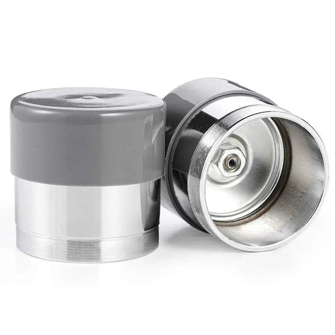 1.98 Inch Bearing Protectors With Chromed Protective Bras For Trailer Wheels, Universal Fit 2 Pack shown in front view.