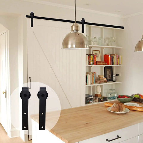 Heavy Duty Barn Door Hardware Kit 4 Foot Sliding Track For 24 Inch Wide Door Panels With Sturdy Steel And Nylon Rollers in kitchen