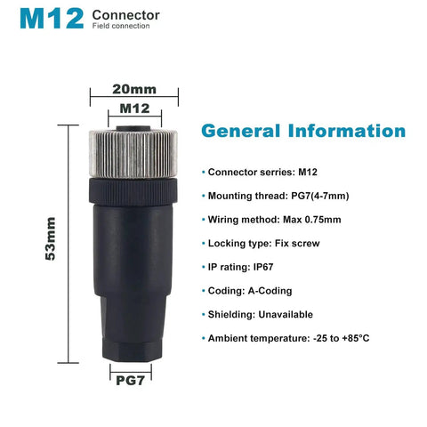 Diagram of M12 5 Pin Male And Female Panel Mount Circular Aviation Connector with dimensions and specifications